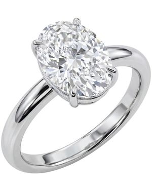 Dainty London Statement Platinum Oval Diamond Ring - White
