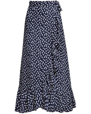 Rumour London Stella Ruffled Floral-Print Wrap Skirt - Blue