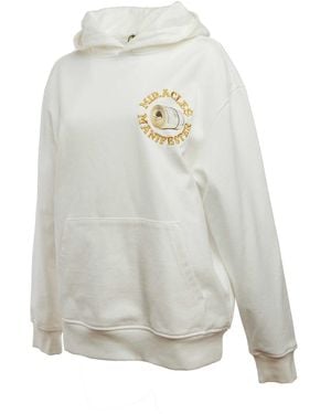 Miracles Manifester Good Luck Embroidered Hoodie - White