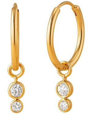 Lily Flo Jewellery Halo Double Bezel Diamond Hoop Earrings - Metallic