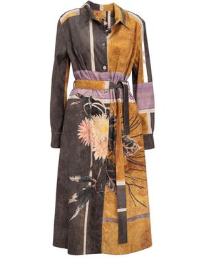 ARTISTA Printed Polyester Elastane Shirt Dress - Brown