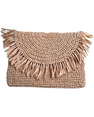 Springmoonatelier Neutrals Cream Raffia Handcrafted Clutch Bag - Natural