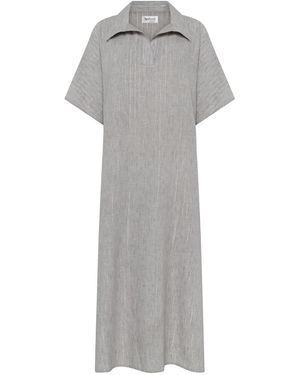 Belyed Handcraft Heyam –Chic And Relaxed Fit Linen Dress By Belyed - Grey