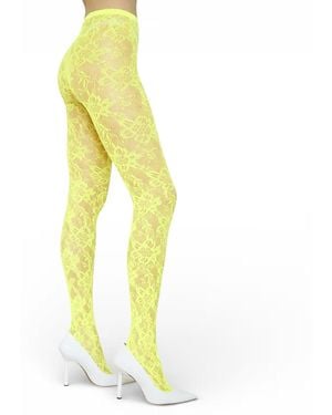 HIGH HEEL JUNGLE by KATHRYN EISMAN Lola Lace Tights - Yellow