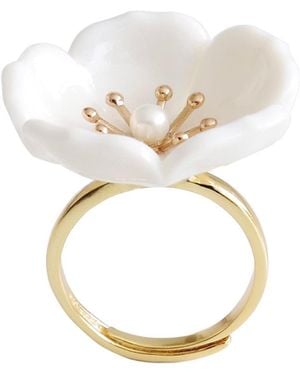 POPORCELAIN Snow Porcelain Plum Blossom Ring - White