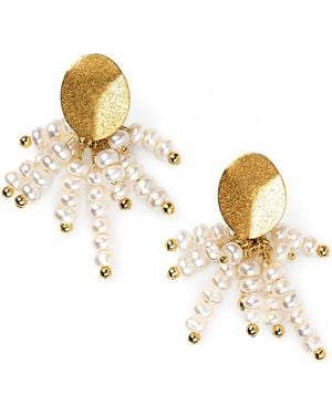 Kirei Alboran Freshwater Pearl Cluster Earrings - Metallic
