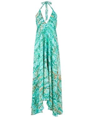 Sophia Alexia Aqua Pebbles Silk Ibiza Dress - Green