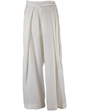 Una Berzina Linen Wide-Leg Pants - Gray