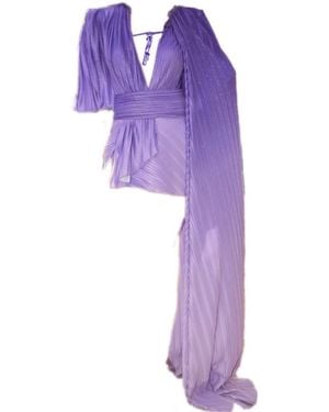 Harmonia Ny Lemuria Bodysuit Ombre Dress With Cape By Dani Watanabe - Purple
