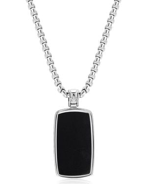 Nialaya Onyx Dog Tag Necklace - White