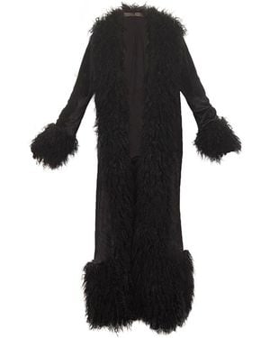 Jennafer Grace Penny Deluxe Baroque Velvet Faux Fur Jacket - Black
