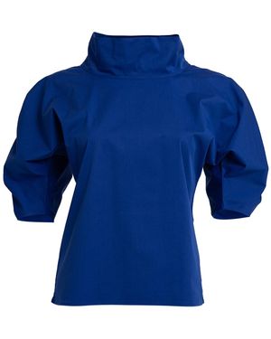 Bianca Popp Puff Blouse With Collar - Blue