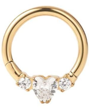 Vanhi Crystal Heart Titanium Daith Ring - Metallic