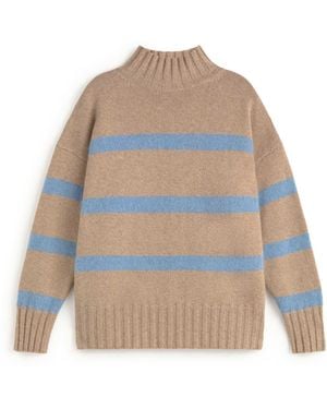 Thinking Mu Neutrals Audre Oversized Striped Wool Sweater - Natural