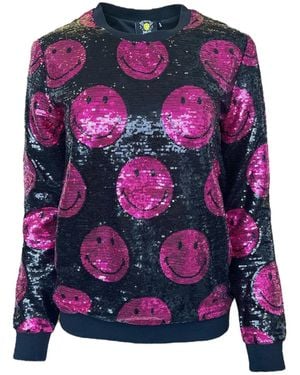 Any Old Iron Smiley Sequin Sweatshirt - Purple