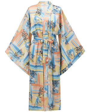 Peraluna Inaya Satin Kimono - Blue