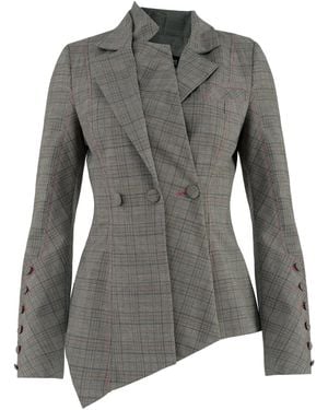 Tia Dorraine Get Down To Business Tailored Asymmetric Statement Blazer - Gray