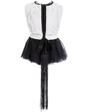 concept A trois Sequin Short Vest With Tulle And Lace - Black