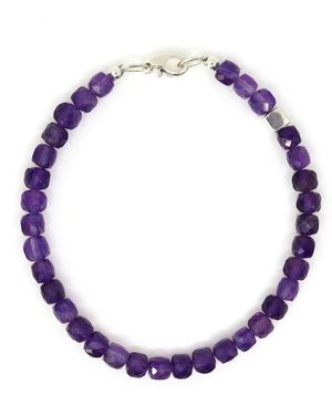 Shar Oke Amethyst & Sterling Beaded Bracelet - Purple