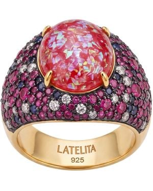 LÁTELITA London Esmeralda Opal Cocktail Ring - Red