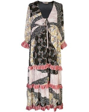 Jennafer Grace Hana Heather Velvet Ruffle Maxi Dress - Black