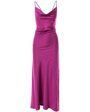 ROSERRY Tulum Cowl Neck Satin Ankle Dress - Purple
