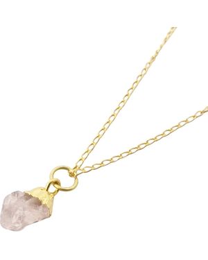 Sophelia Raw Rose Quartz October Birthstone Plated Necklace - Metallic