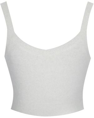 Miss Circle New York Selene Wool-Blend Ribbed Knit V-Neck Top - Grey