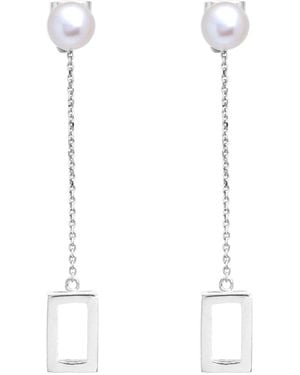 Sheida Farrokhi Rectangle Drop Earrings - White