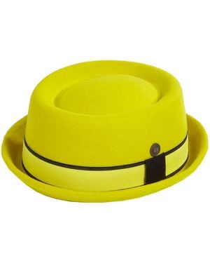 Dasmarca Hats Leo Citrine Felt Skimpy Brim Short Brim Rude Boy Mod Style Porkpie Hat - Yellow