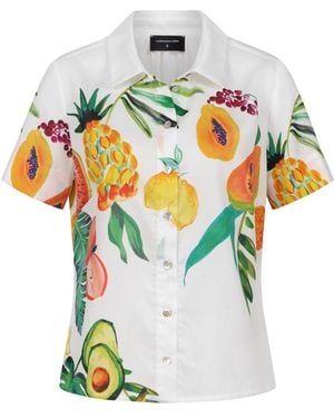 Marianna Déri Shirt Blouse With Tropical Print - White