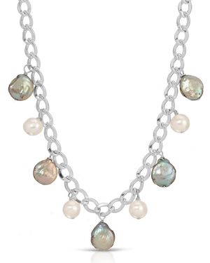 Atma Prema Mixed Pearl Charm Necklace - Metallic