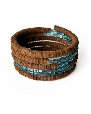 WAIWAI Suede Spiral Beaded Cuff - Multicolour