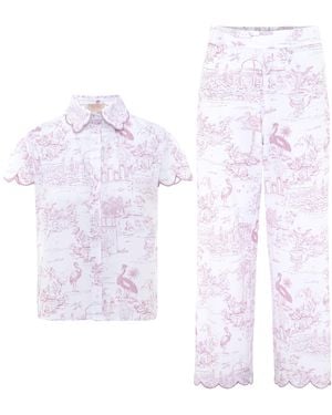 Love Letters X Toile Cap Sleeve Long Pyjama Set - Purple