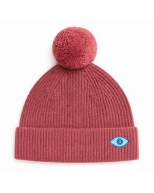 BEIRA Wool & Cashmere Bobble Hat – Slate - Red