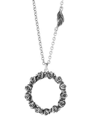Unaloe Circle Sterling Necklace With Rose Wreath Pendant – Elegant Jewelry - Metallic