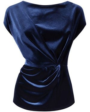 Me & Thee Mackerel Sky Midnight Velvet Top - Blue