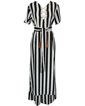 Jennafer Grace Corsaire Stripe Tunic & Palazzo Set - Black