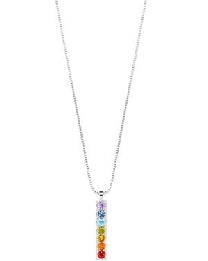 Seven Saints Chakra Align Bar Necklace, Rhodium Over Sterling - Metallic