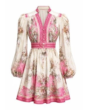 Richa Sharma Handcrafted Vintage Floral Tunic Dress - Pink