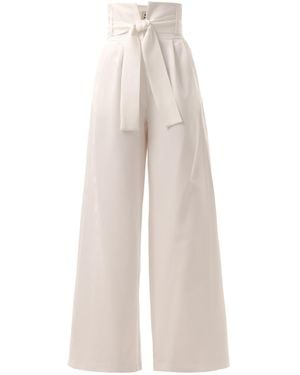 Julia Allert High Waist Long Wide Leg Trousers – - White