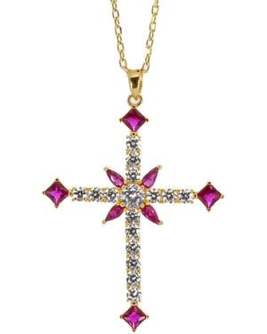 Ebru Jewelry Divine Faith Ruby & Diamond Necklace - Pink