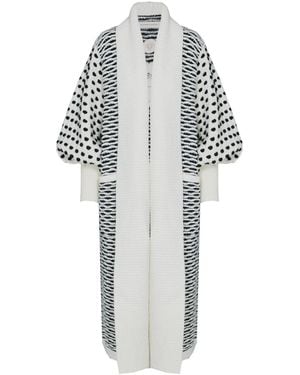 The Extreme Collection Neutrals Ivory Organic Wool And Alpaca Knit Long Cardigan - White