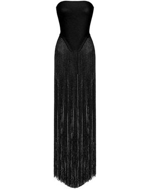Decolet the label Fringe Bodysuit Dress - Black