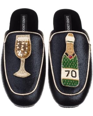 Laines London Classic Mules With Milestone 70Th Birthday Champagne Brooches - Black
