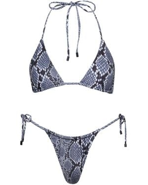 Playaluxe Waikiki Triangle String Bikini Set Snake - Blue