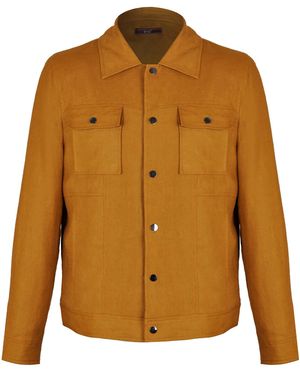 DAVID WEJ Hugo Linen Trucker Jacket - Brown