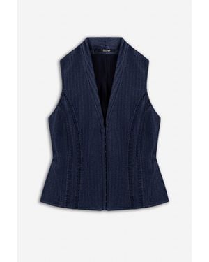Nocturne Loop Trim Tailored Vest - Blue