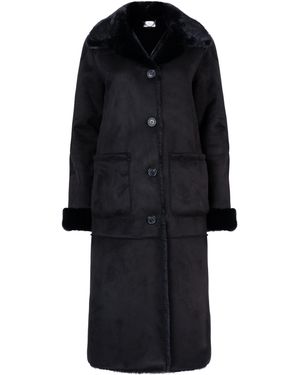 ISSY LONDON Nicole Maxi Coat Vegan Faux Shearling Jet - Black