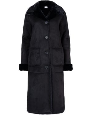 ISSY LONDON Nicole Maxi Coat Vegan Faux Shearling Jet - Black